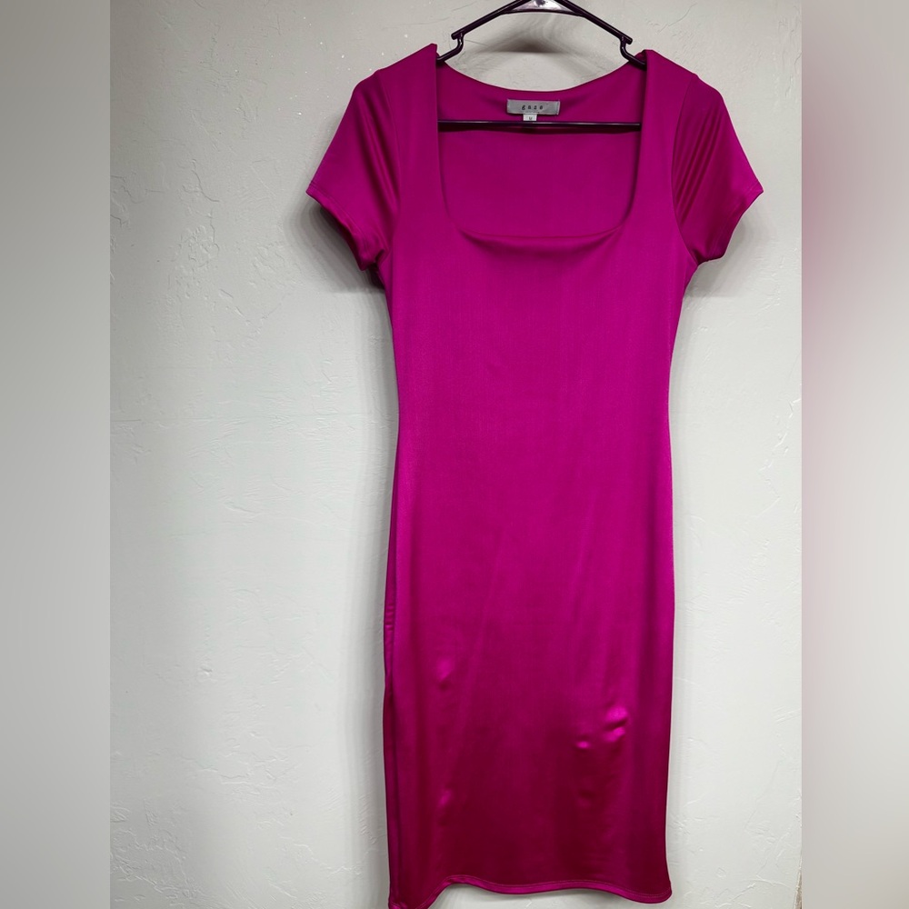 ALC Pink Sheath Midi Dress Scoop Neck